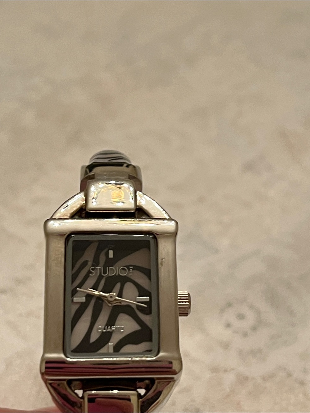 Studio Silver Zebra-Pattern Rectangular Bracelet Watch - Picture 2 of 6
